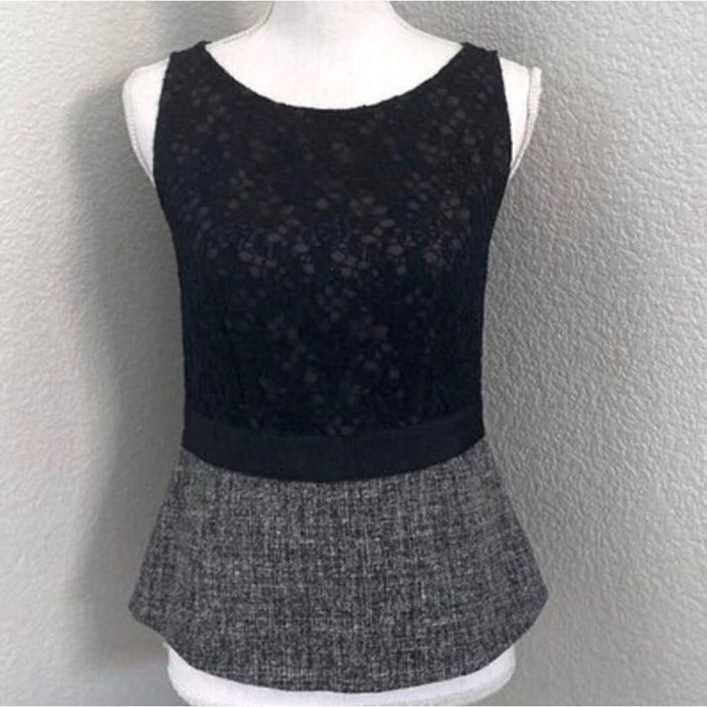 Ann Taylor Womens Black Sleeveless Zip Crew Neck Tank Top Size 0